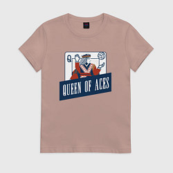 Футболка хлопковая женская Queen Of Aces, цвет: пыльно-розовый