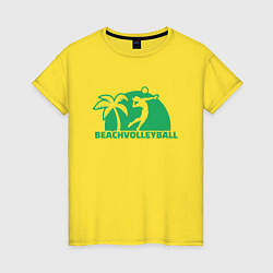 Футболка хлопковая женская Пляжный волейбол, цвет: желтый