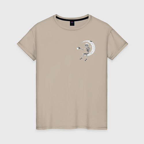 Женская футболка Скелет на луне / Миндальный – фото 1