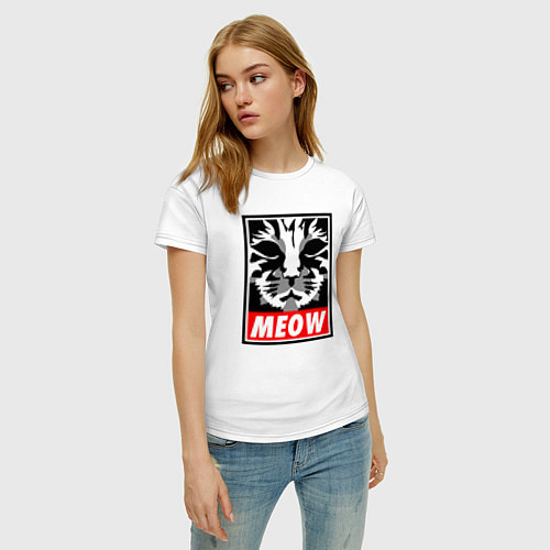 Женская футболка Meow Obey / Белый – фото 3