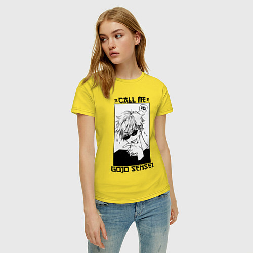 Женская футболка Позвони мне сатору годзе / Желтый – фото 3