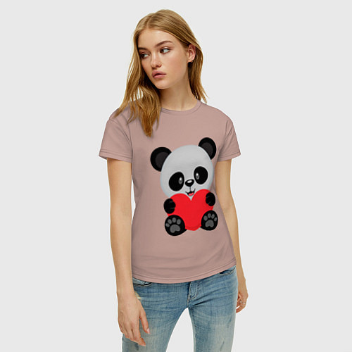 Женская футболка Love Панда / Пыльно-розовый – фото 3