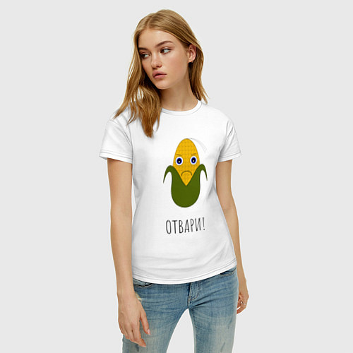 Женская футболка Сердитая Кукуруза / Белый – фото 3