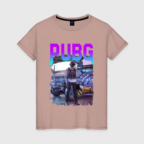 Женская футболка PUBG NEON ПУБГ НЕОН Z / Пыльно-розовый – фото 1