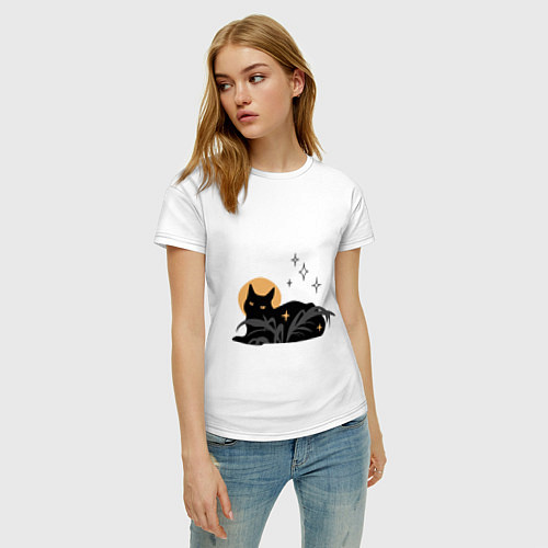 Женская футболка Кот / Белый – фото 3