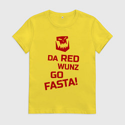 Футболка хлопковая женская Только красное ездит быстро, цвет: желтый