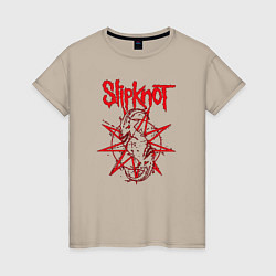 Футболка хлопковая женская Slipknot Slip Goats Art, цвет: миндальный