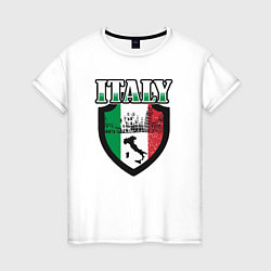 Футболка хлопковая женская Italy Shield, цвет: белый