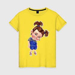 Футболка хлопковая женская Кокетка, цвет: желтый