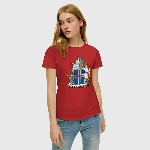 Женская футболка Герб Исландии / Красный – фото 3
