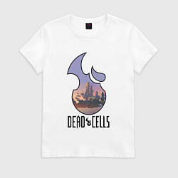 Футболка хлопковая женская Dead Cells logo landscape, цвет: белый