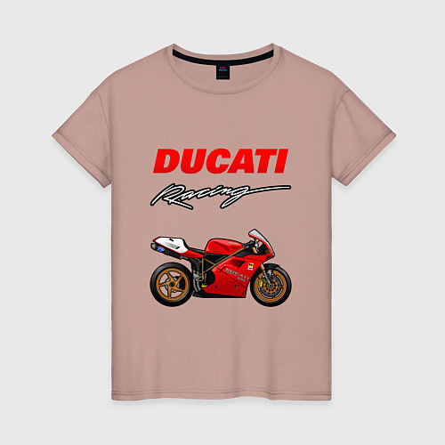 Женская футболка DUCATI ДУКАТИ MOTOSPORT / Пыльно-розовый – фото 1