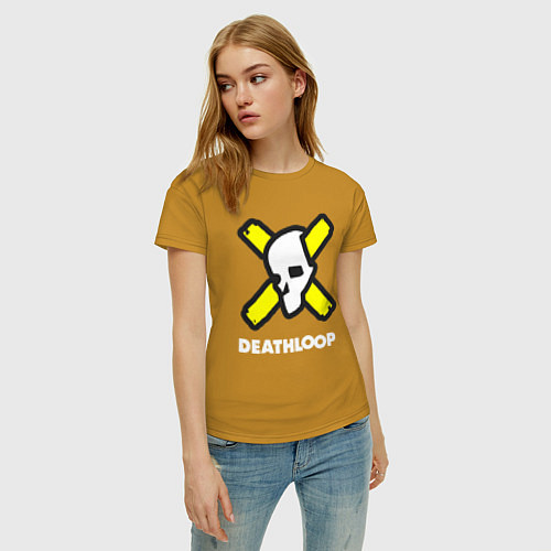Женская футболка Deathloop - Skull / Горчичный – фото 3