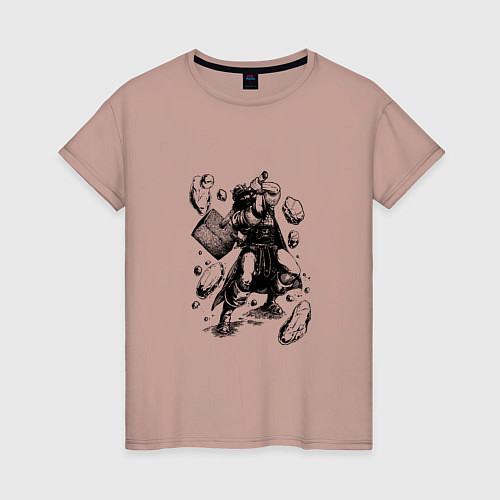 Женская футболка ТОР RUNES ВАЛЬКНУТ спина Z / Пыльно-розовый – фото 1