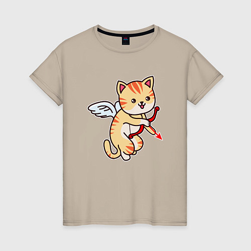 Женская футболка Angel Cat / Миндальный – фото 1