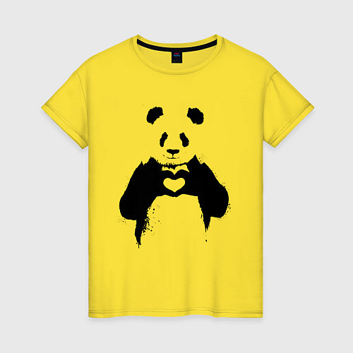 Женская футболка ПАНДА ЛАЙК ЛЮБОВЬ PANDA LOVE / Желтый – фото 1