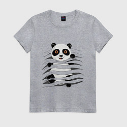 Футболка хлопковая женская МАЛЫШ ПАНДА, цвет: меланж
