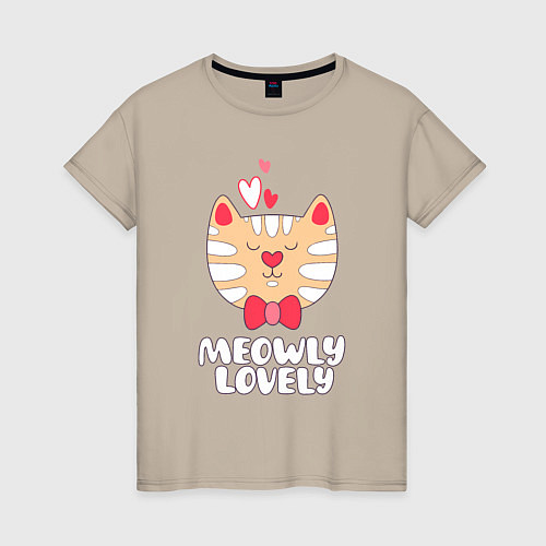 Женская футболка Meowly Lovely / Миндальный – фото 1