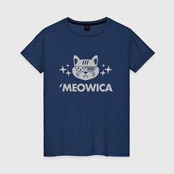 Футболка хлопковая женская Meowica, цвет: тёмно-синий