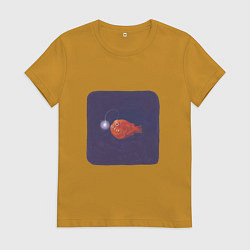 Футболка хлопковая женская Удильщик, цвет: горчичный