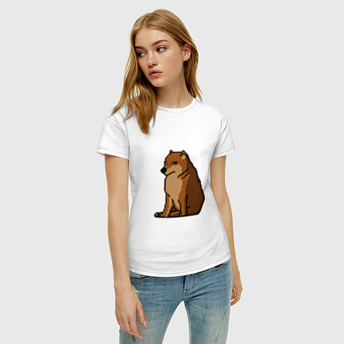 Женская футболка Собака Мем! / Белый – фото 3