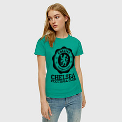 Футболка хлопковая женская Chelsea FC: Emblem, цвет: зеленый — фото 2