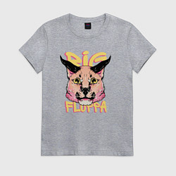 Футболка хлопковая женская Big Cat Floppa, цвет: меланж