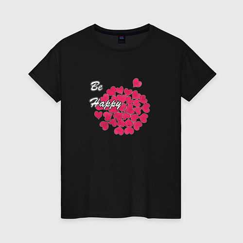 Женская футболка Будь счастлив / Черный – фото 1