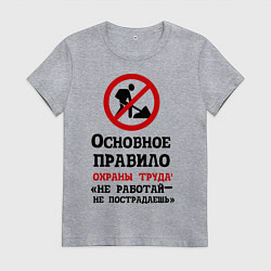 Футболка хлопковая женская Не работый- не пострадаешь, цвет: меланж