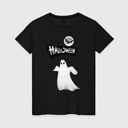 Футболка хлопковая женская Праздник HALLOWEEN, цвет: черный