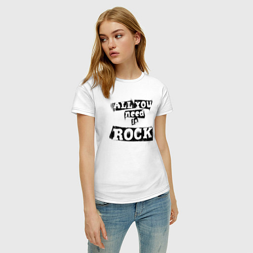 Женская футболка All you need is rock / Белый – фото 3