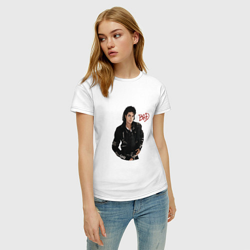 Женская футболка BAD Майкл Джексон / Белый – фото 3