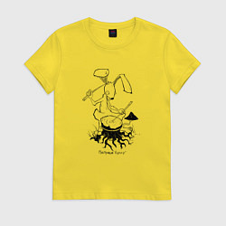 Футболка хлопковая женская Курьер - Заяц 2, цвет: желтый