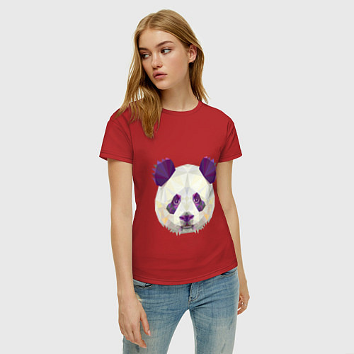 Женская футболка Фиолетовая панда / Красный – фото 3