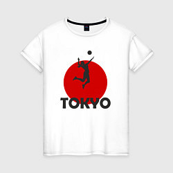 Футболка хлопковая женская Tokyo Volleyball, цвет: белый