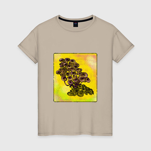 Женская футболка Психоделические грибы / Миндальный – фото 1