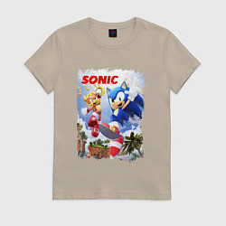 Футболка хлопковая женская SONIC СОНИК Z, цвет: миндальный