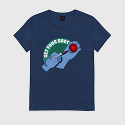 Футболка хлопковая женская Get Your Shot, цвет: тёмно-синий
