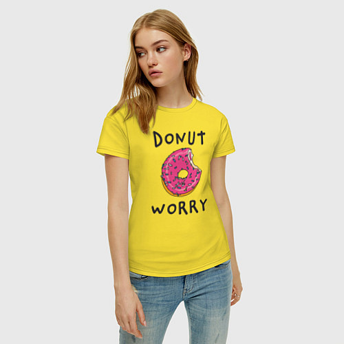 Женская футболка Не беспокойся Donut worry / Желтый – фото 3