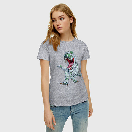 Женская футболка Динозавр-мумия / Меланж – фото 3
