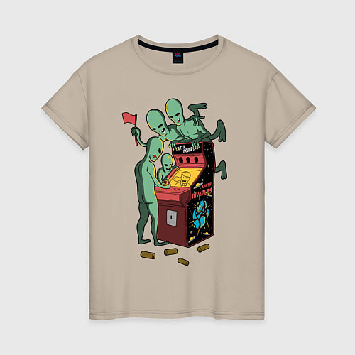 Женская футболка Пришельцы в игровых автоматах / Миндальный – фото 1