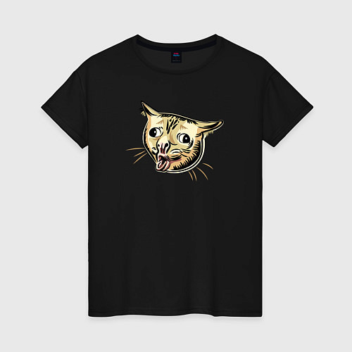 Женская футболка Кашлюющий котик мем / Черный – фото 1