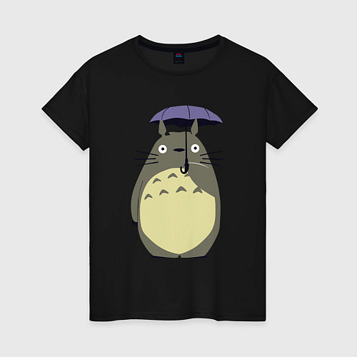 Женская футболка Тоторо под зонтом / Черный – фото 1