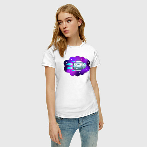 Женская футболка Космический корабль / Белый – фото 3