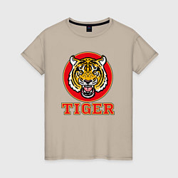 Футболка хлопковая женская Tiger Japan, цвет: миндальный