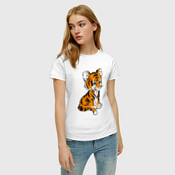 Футболка хлопковая женская Little Tiger, цвет: белый — фото 2