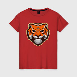 Футболка хлопковая женская Мудрый Тигр, цвет: красный