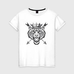 Футболка хлопковая женская Королевский Тигр, цвет: белый