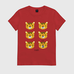 Футболка хлопковая женская Tiger Rawr, цвет: красный