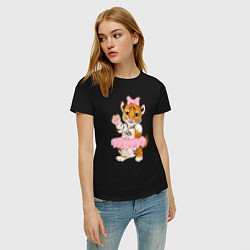 Футболка хлопковая женская Tiger Girl, цвет: черный — фото 2